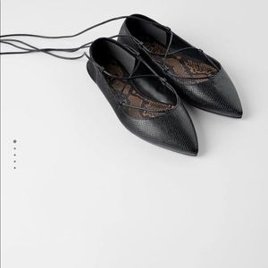 Black Zara Lace Up Flats